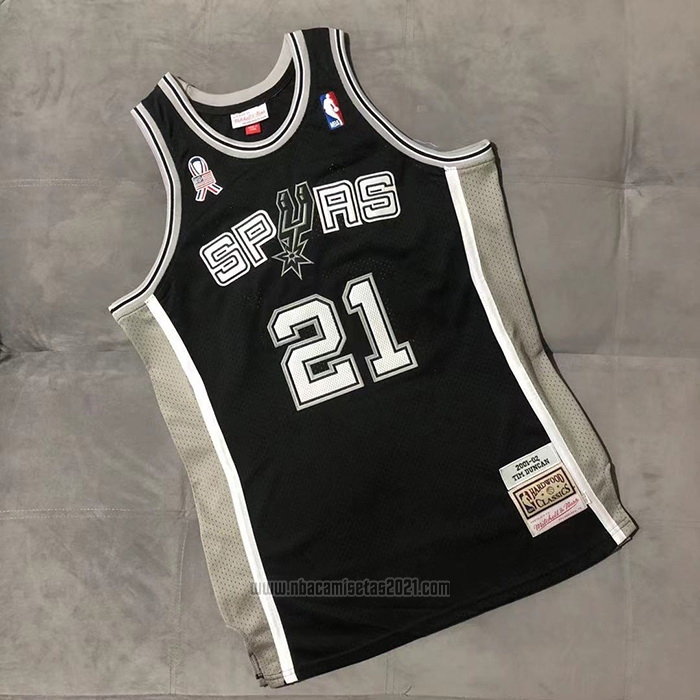 Camiseta San Antonio Spurs Tim Duncan #21 Mitchell & Ness 2001-02 Negro